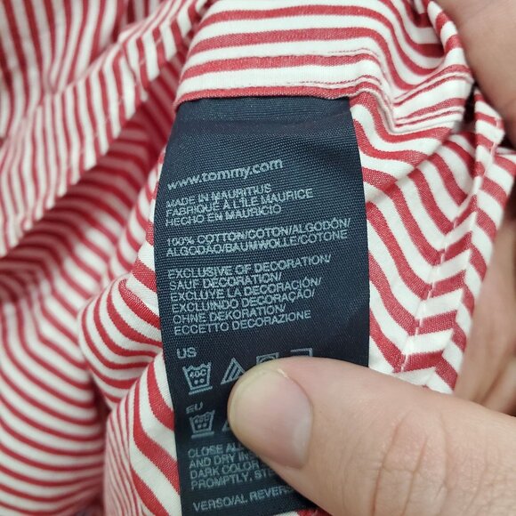 Tommy Hilfiger Academy Poplin Men's Red White Stripe Preppy Button Up Size XXL - Picture 6 of 8